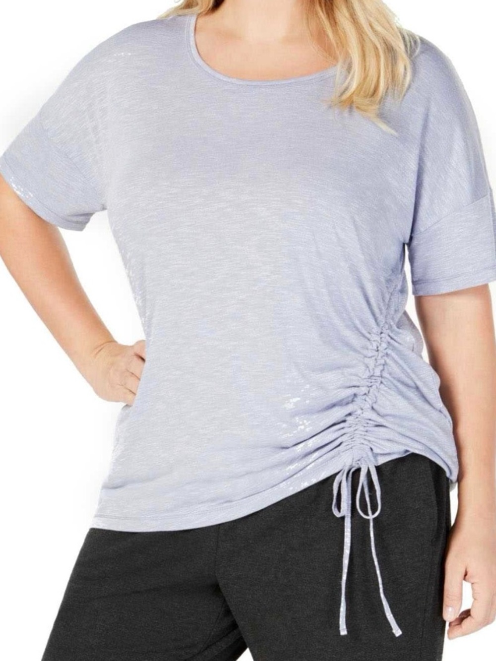 WRANGLER Light BLUE Side-Ruched Short Sleeve Tee